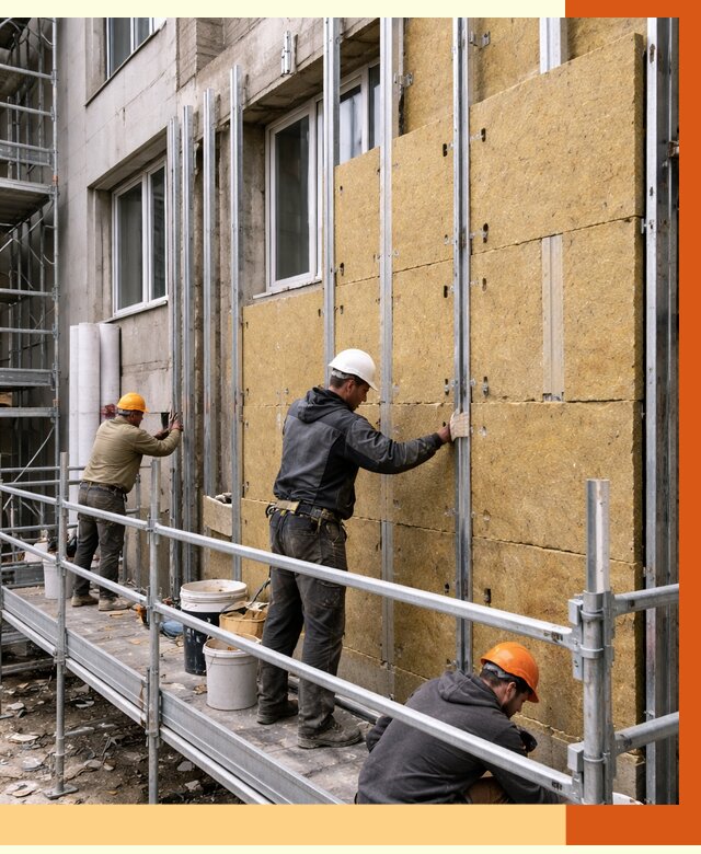 Утепление вентилируемого фасада в Тюмени от 5716 руб/м2 — монтаж и утепление вентфасад | ТепломастерТюм